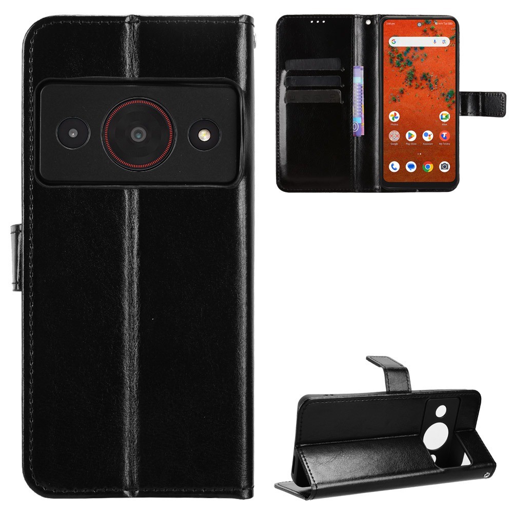 Sang Trọng Crazy Horse Da PU Cho ZTE Blade A75 Pro 5G Flip Cover Dây Đựng Thẻ Ví