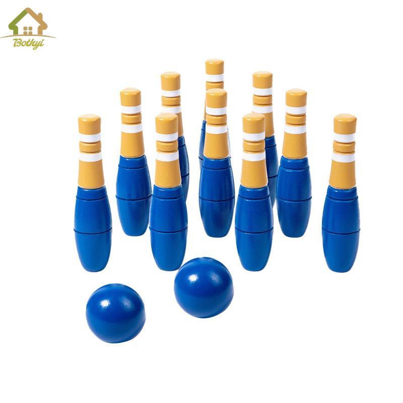 Bộ Bowling Bằng Gỗ Bowling Trò Chơi Đạo Cụ Trò Chơi Gia Đình Chống Đỡ Đồ Chơi Tương Tác Bằng Gỗ Trò 