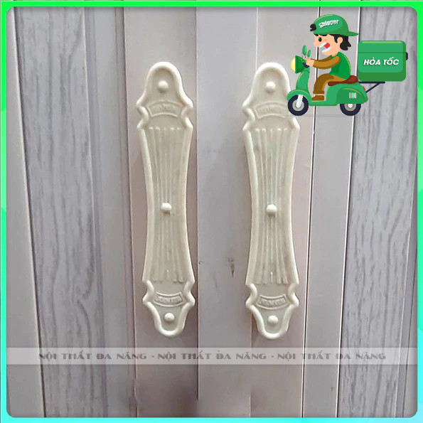 [Hỏa Tốc] Bộ 2 Tay Cầm + Khóa Cửa Xếp Nhựa Nhà Tắm, Nhà Vệ Sinh, Vách Ngăn Phòng - Phụ Kiện Cửa Nhựa