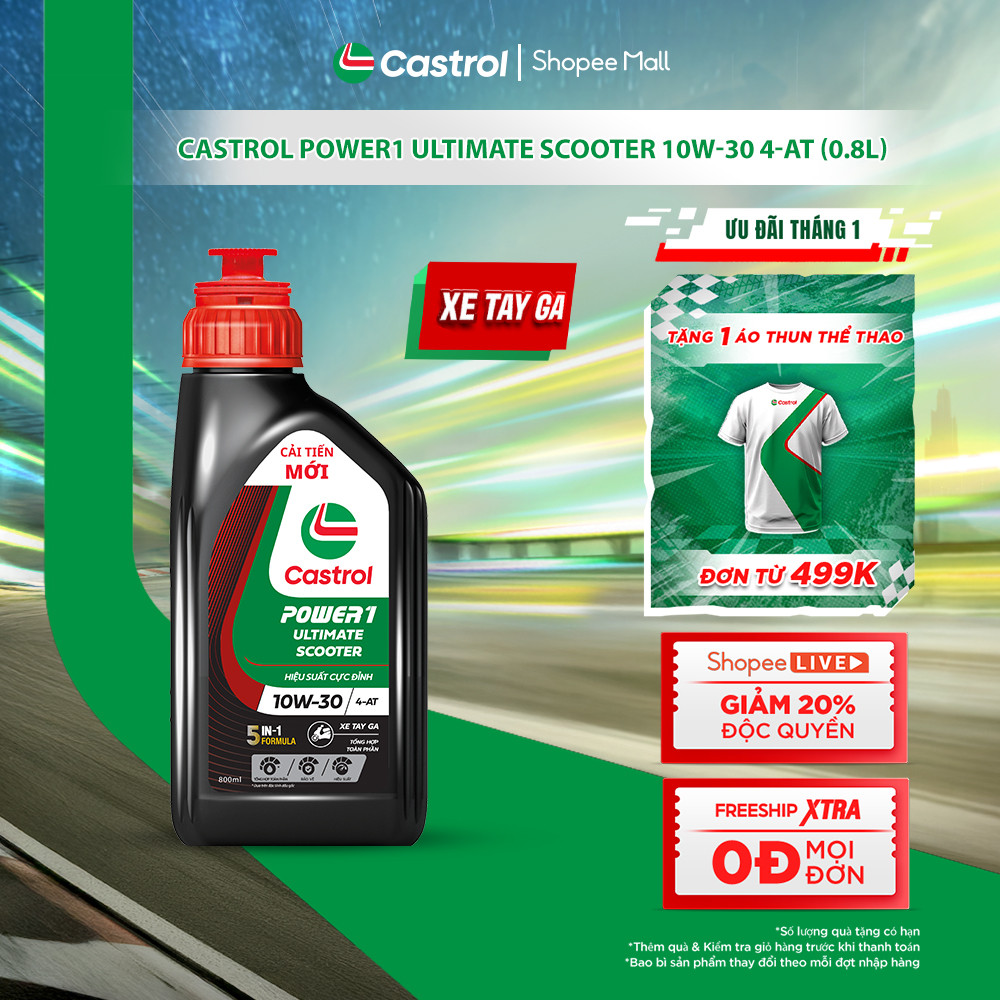 Dầu nhớt xe tay ga Castrol POWER1 ULTIMATE SCOOTER 10W-30 4-AT (0.8L)