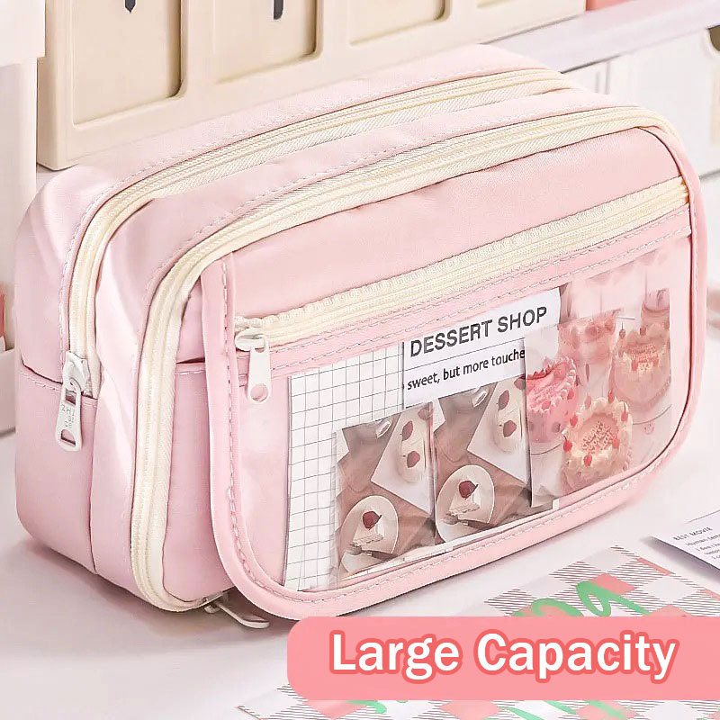 Túi Đựng Bút Chì Dễ Thương Dung Tích Lớn Trong Suốt Hộp Đựng Bút Kawaii Hộp Đựng Bút Cho Học Sinh Quà Tặng Túi Đựng Mỹ Phẩm Để Bảo Quản Trở Lại Trường Văn Phòng Phẩm