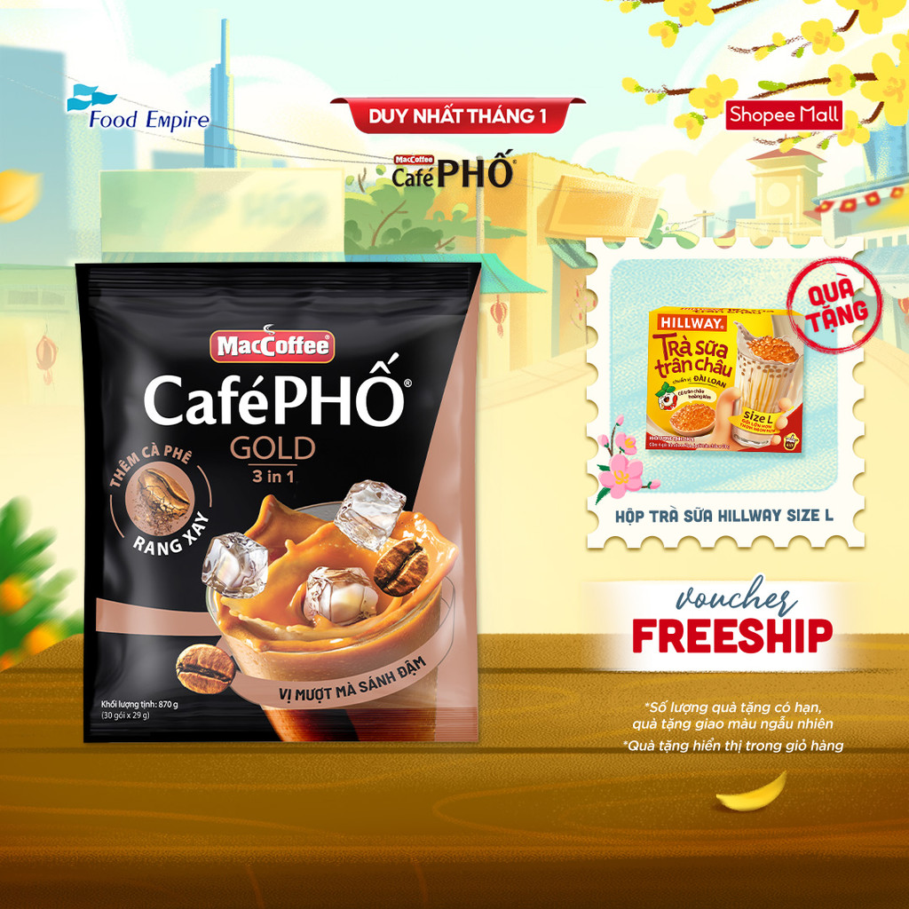 Túi Cà phê Phố Sữa Đá Gold - MacCoffee (bịch 30 gói x 29g)