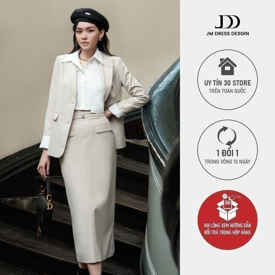Chân váy A thiết kế JM Dress Design nhỏ dài 2 nắp túi 4L36.2308PL