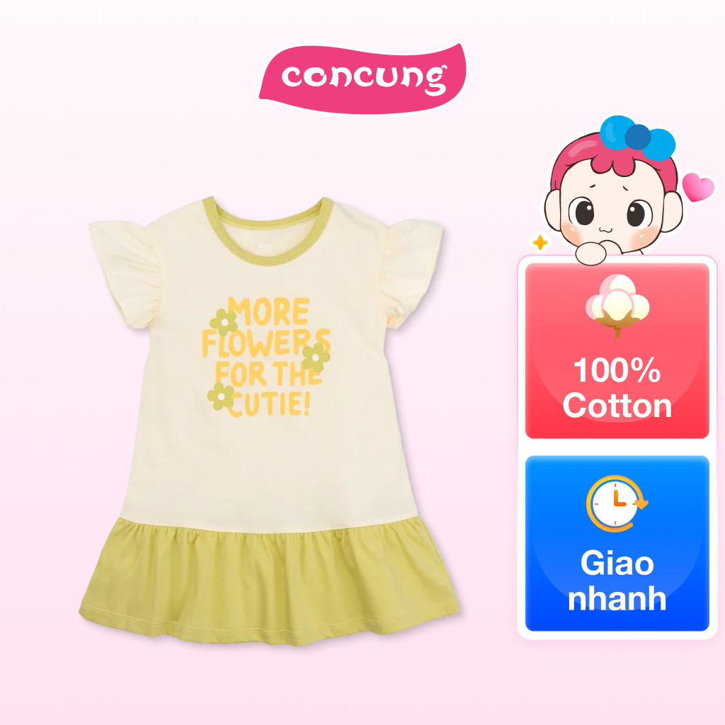 Đầm bé gái Animo Easy LU1125020 (4Y,Kem-bơ,TT02)