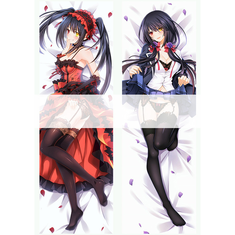 Tokisaki Kurumi Date A Live Dakimakura Vỏ Gối Da Đào 2Way Jananese Phim Hoạt Hình Gối 50 * 150cm