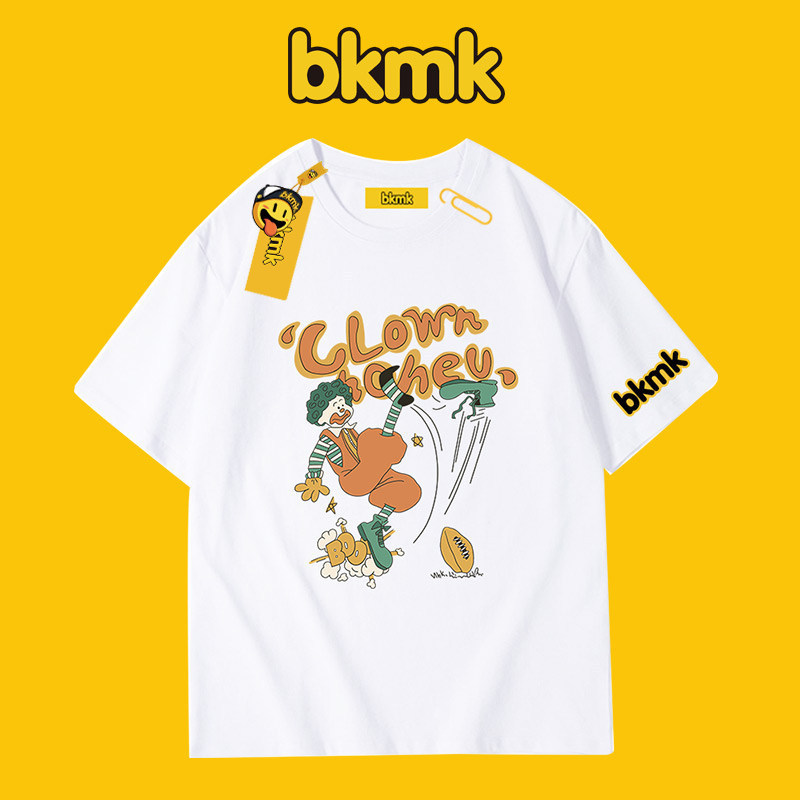 Bán Cao Cấp BKMK American Retro Hiphop Fun Clown In Hình Ngắn Tay 100% Cotton Cao Cấp Áo Thun Nam Rờ