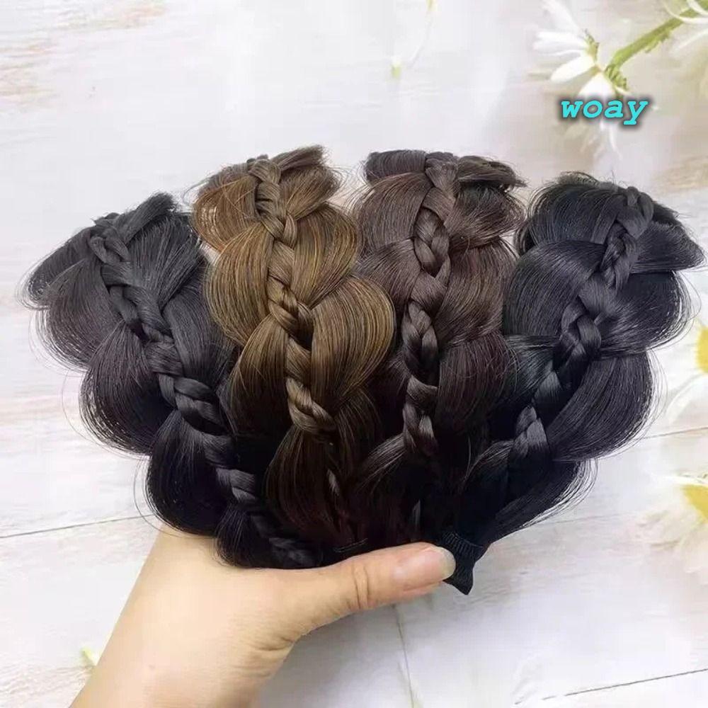WOAY Braids Hairbands - Tóc Giả Handmade Retro, Bandeaux Chống Trơn Trượt