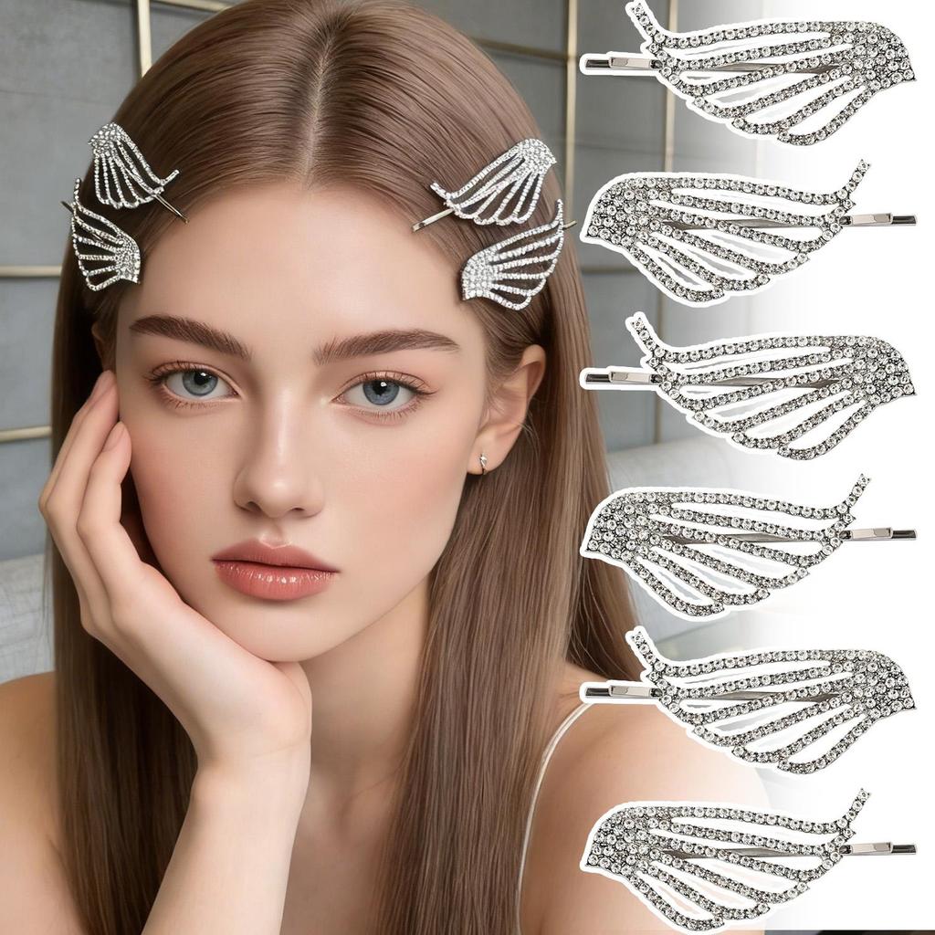 Kẹp Tóc Angel Wings Side Bangs 1/2/4 Chiếc - Viền Kim Cương Giả Lấp Lánh, Thoải Mái và Thời Trang