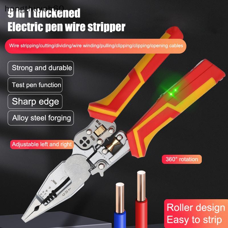 Hongth thợ điện plier 8-in-1 đa chức năng đa năng dây tước kìm điện đo lường Non-Slip dây tước plier