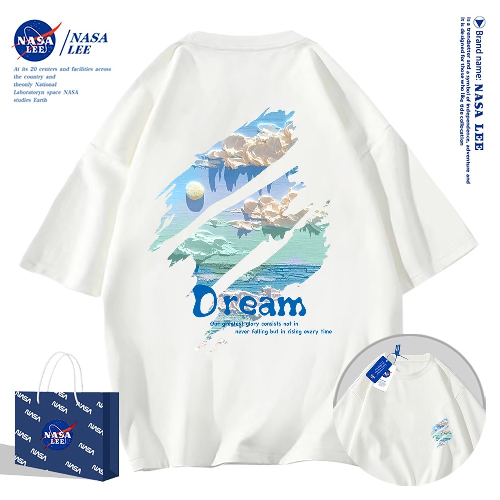 [GIAO TRONG NGÀY]NASA Áo Thun Tay Ngắn Dáng Rộng In Chữ Nasa Thời Trang Mùa Hè 2024 Cho Cặp Đôi Tay 