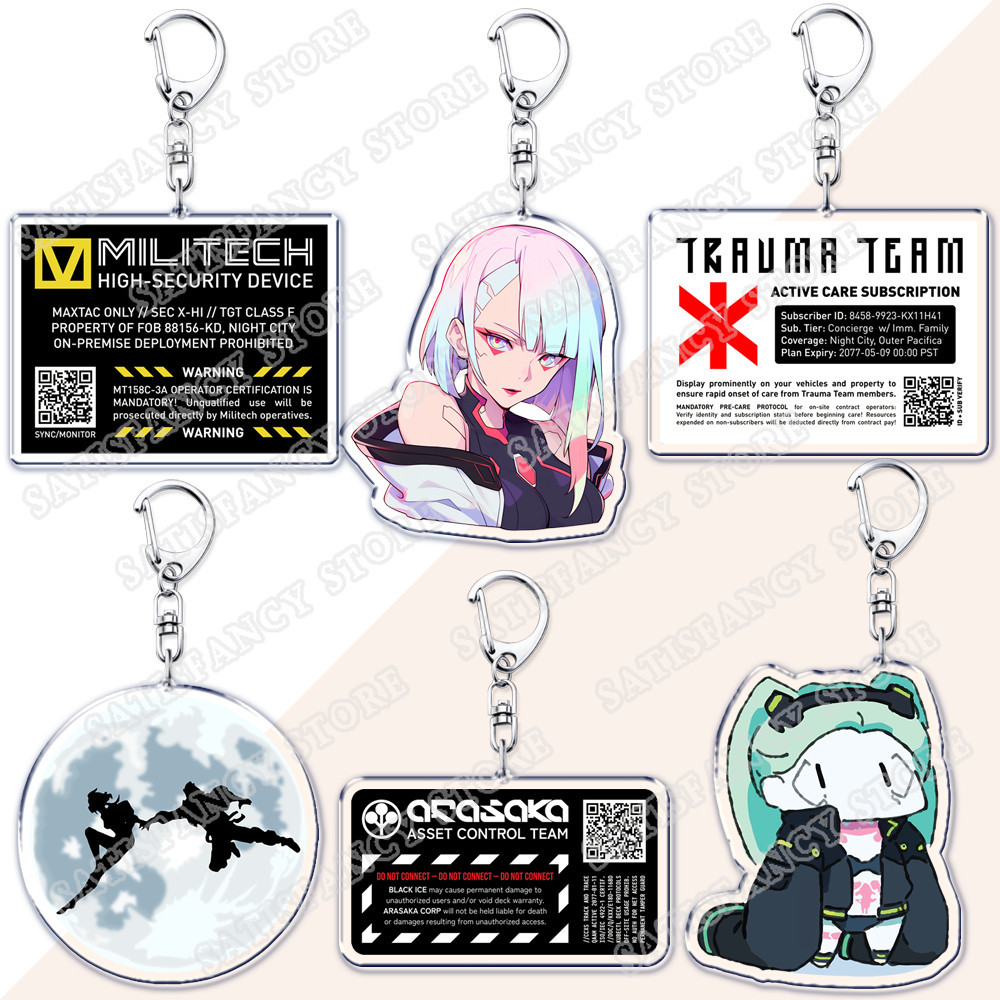 Cyberpunk Anime Keychains for Women Accessories Bag Edgerunners Rebecca Lucy Gloria Faraday Keyrings