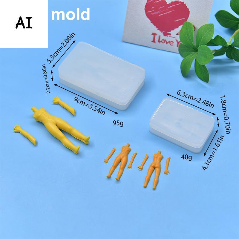 AI 1 Bộ Đất Sét Polymer Nam Búp Bê Cơ Thể Torso Khuôn Silicon Fondant / nhựa Đất Sét DIY Búp Bê Điêu
