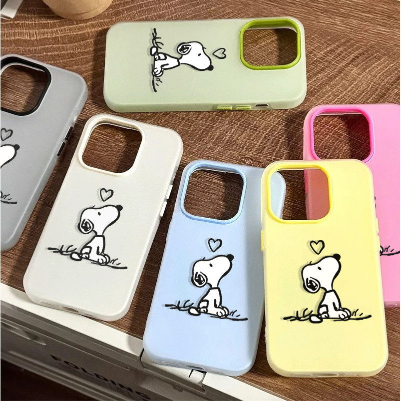 Ốp Lưng Cho iPhone 15 Plus 14 13 Pro Max Ốp Lưng Dễ Thương Snoopy Mềm Mờ 2 Trong 1