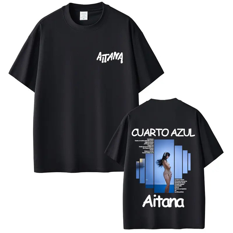Ca Sĩ Aitana CUARTO AZUL Album Đồ Họa Áo nam Nữ Hip Hop Thời Trang Quá Khổ Thường Ngày Cotton Win