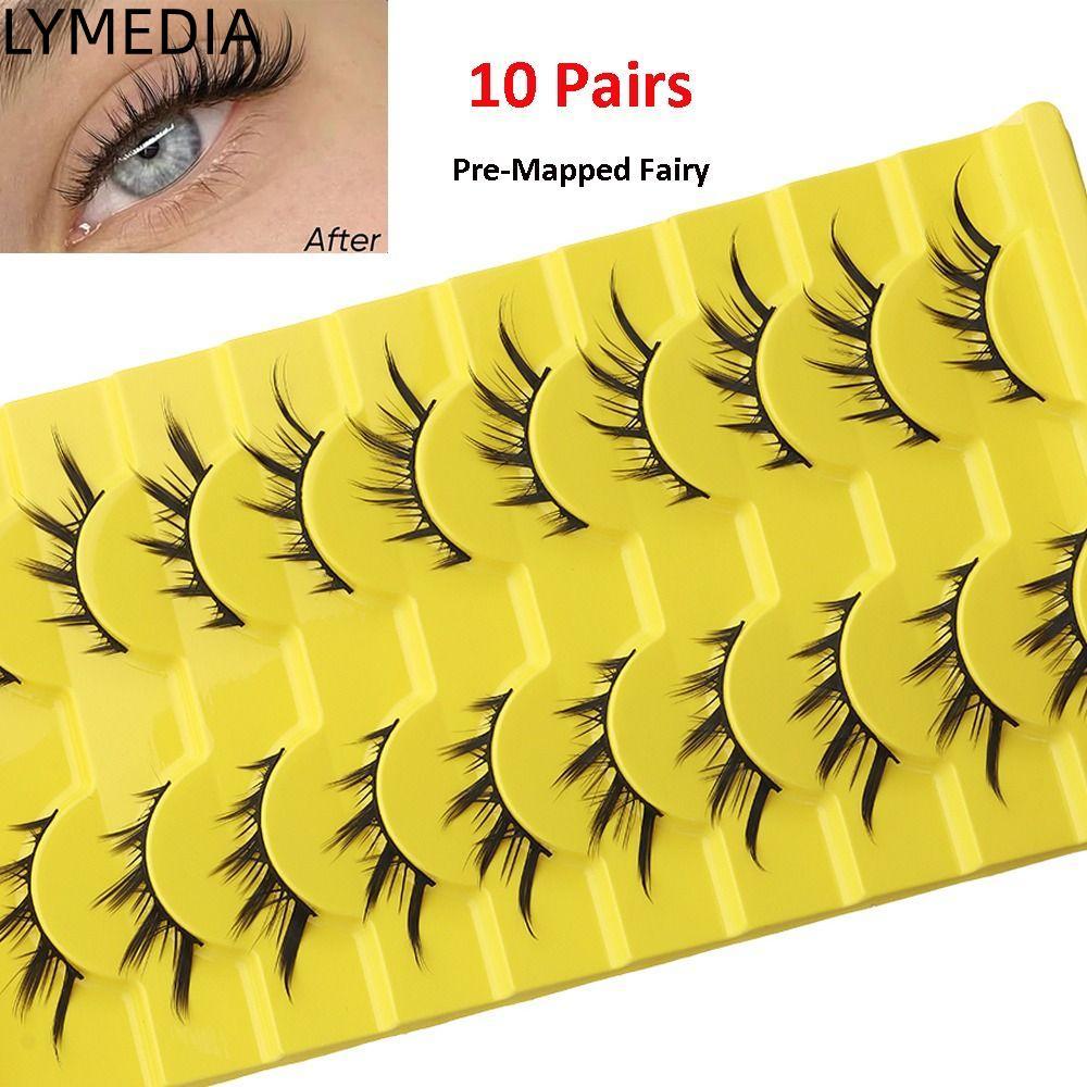 LYMEDIA Lông mi giả, Lông mi thủ công tự nhiên, Lông mi giả chồn Wispy Trang điểm nối mi