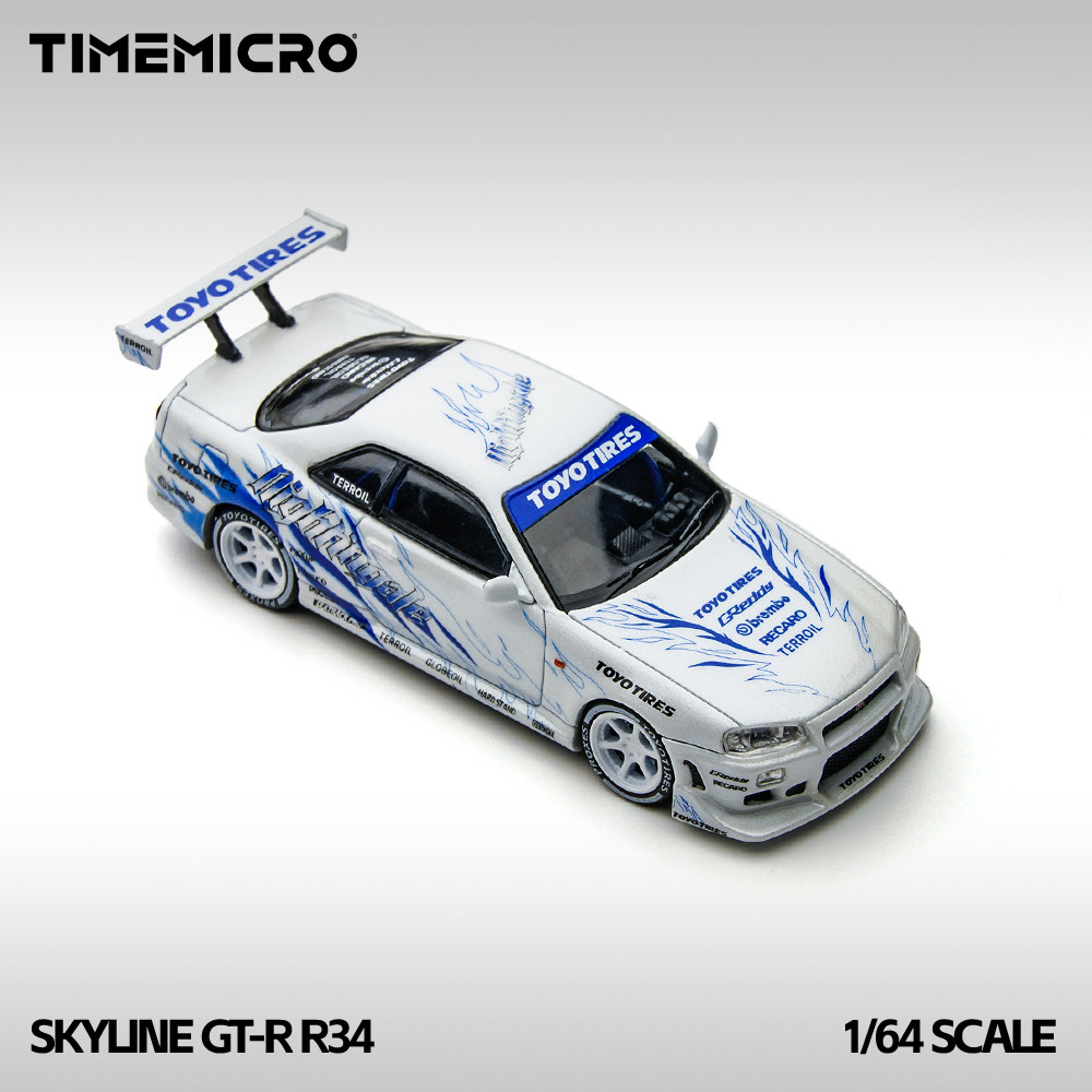 [ORDER] Mô hình xe TIME MICRO 1:64 Skyline GT-R R34 Drift Blaze White TM800503
