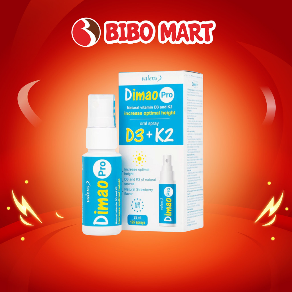 Vitamin D3K2 Dimao Pro Oral Spray Dạng Xịt Hỗ Trợ Hấp Thu Canxi Giúp Xương Chắc Khỏe 25ml - Bibomart