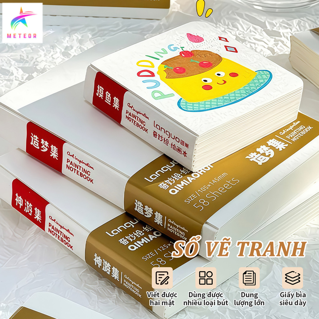 Mini Sổ Vẽ 200G Giấy Dày,Sổ Tay Bỏ Túi 116 Trang,Bìa DIY,Mở Phẳng 180°,Sổ Phác Thảo Cho Acrylic,Mark