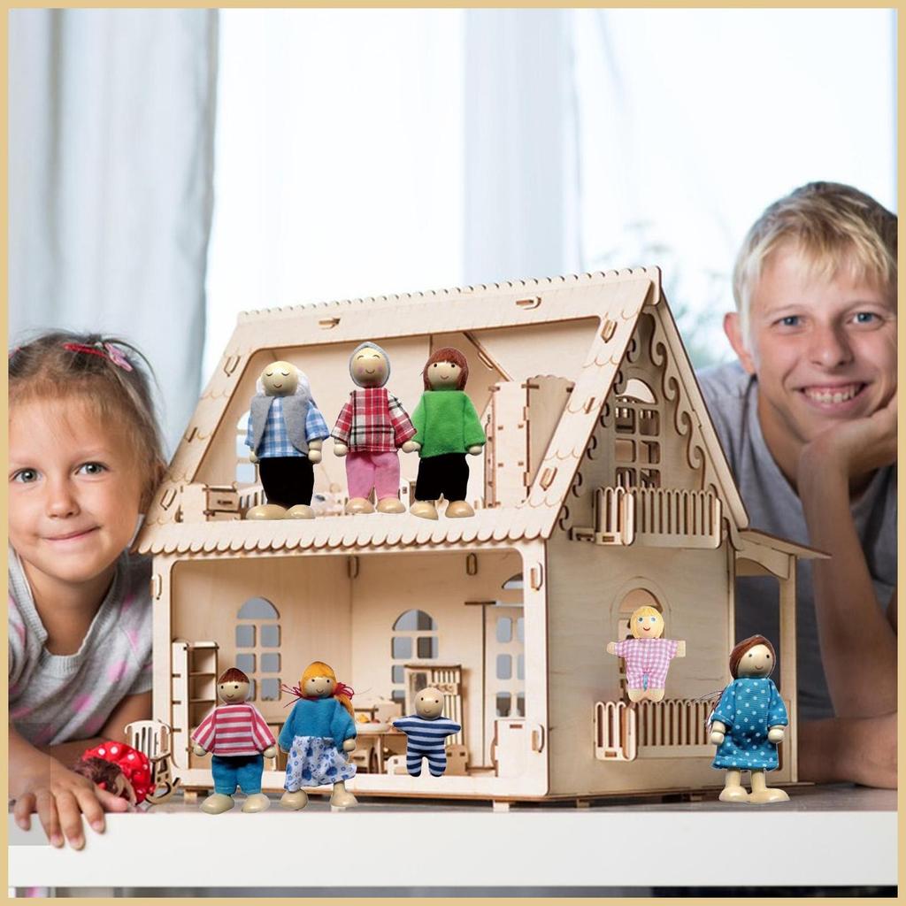 Nhà Búp Bê Người 8 Miếng Đồ Chơi Nhỏ Người Nhập Vai Búp Bê Uốn Cong Cho Trẻ Em Mầm Non Trường Mầm No