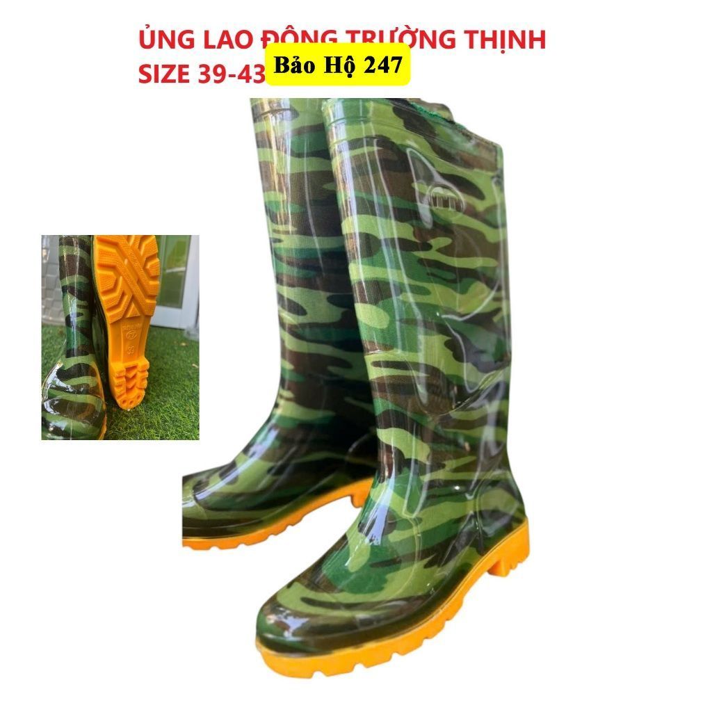 [ ĐẾ VÀNG 3,5cm ] Ủng lao động Trường Thịnh đế cứng size 36-43, ủng đi mưa, ủng lội nước
