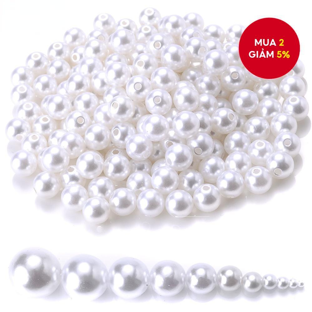 Hạt ngọc trai nhựa ABS màu trắng dệt tay 3-20mm, Hạt đệm để làm đồ trang sức DIY, May đồ thủ công, Trang trí quần áo