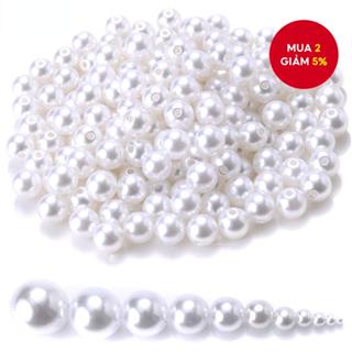 Hạt ngọc trai nhựa ABS màu trắng dệt tay 3-20mm, Hạt đệm để làm đồ trang sức DIY, May đồ thủ công, Trang trí quần áo