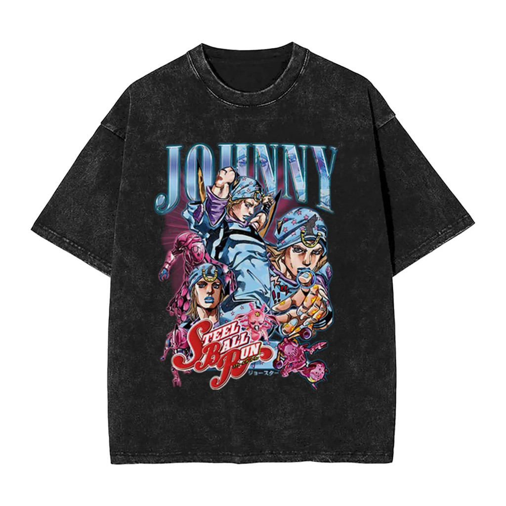 Áo thun ngắn tay JoJo's Bizarre Adventure - Steel Ball Run với hình ảnh Gyro Zeppeli và Jonathan Joe