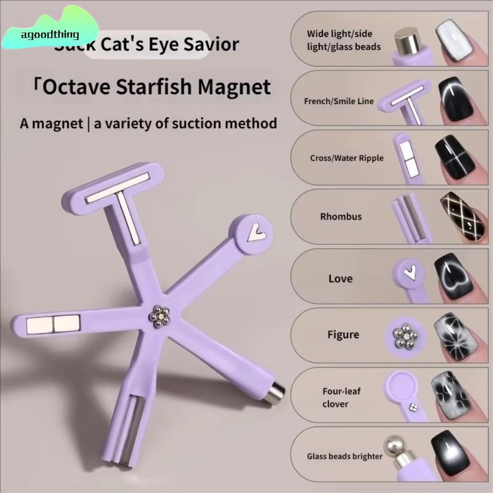 AGOODTHING Cat Eye Nail Art Stick, DIY Starfish Cat Eye Magnetic Nail Art Tool, 8 trong 1 Moon Daisy