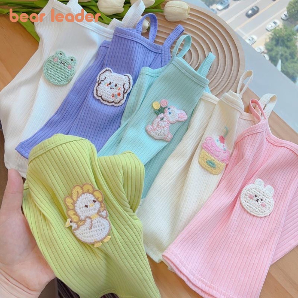 Bear Leader Summer Cute Cartoon Printed Slim Sleeveless T-shirt Casual Basic Baby Girls Clothes