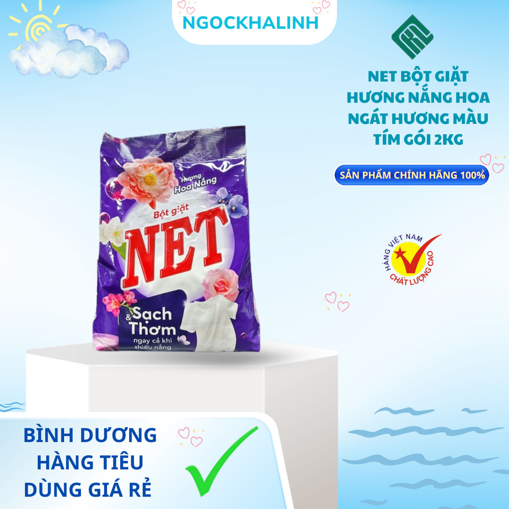 Bột giặt Net hương nắng hoa ngát hương màu tím gói 2kg
