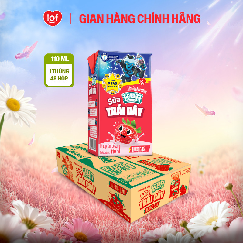Sữa trái cây KUN vị dâu thùng 48 hộp x 110ml