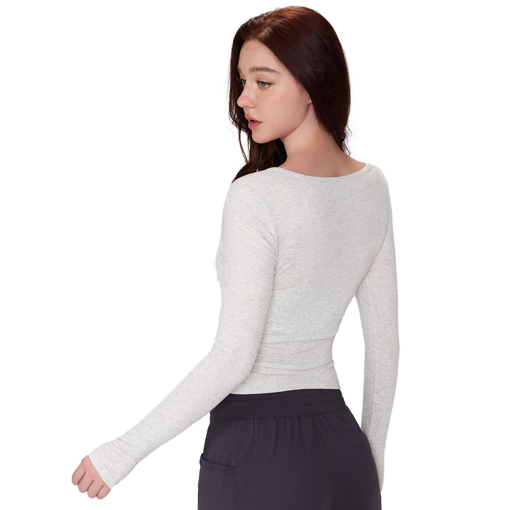 Yoga Clothes Slim Slimming Pilates Workout Clothes round Neck Thread Running Sport Long Sleeve Yoga 
