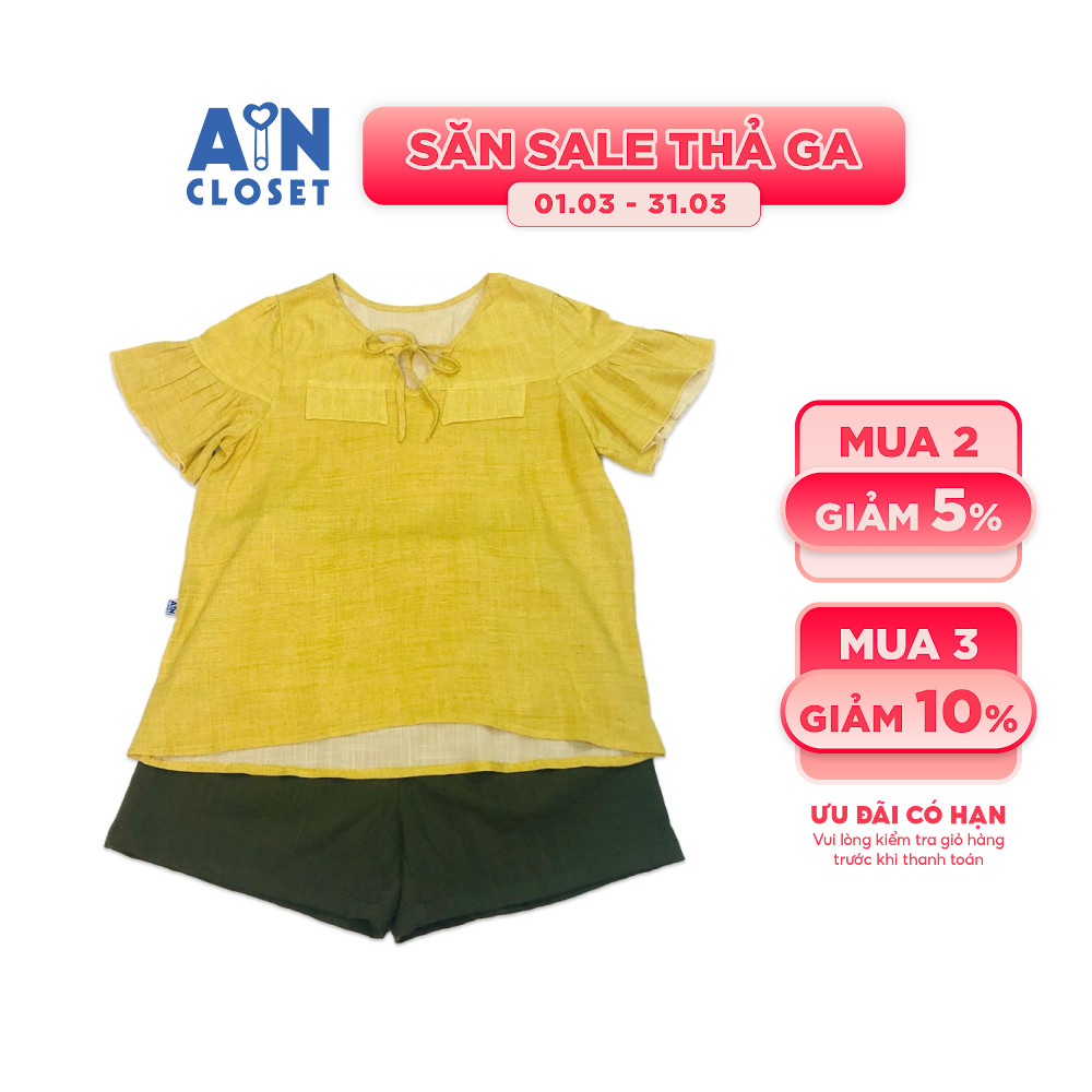 Bộ quần áo ngắn cho mẹ Xanh mạ linen - AICDMEMIBLBV - AIN Closet