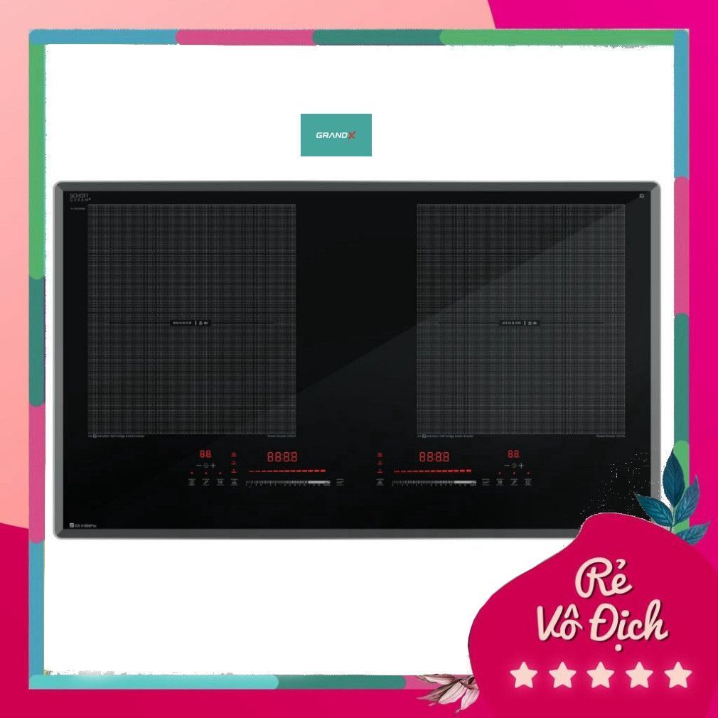 Bếp từ đôi GrandX GX IH868Pro Series 8, mặt kính Schott Ceran, Inverter