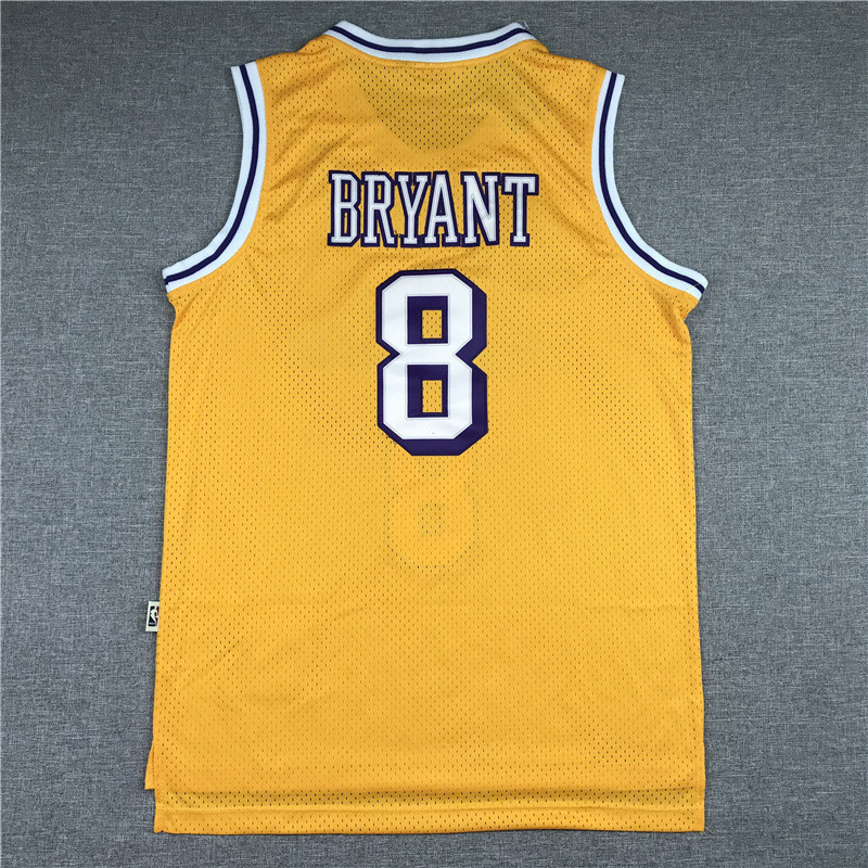 Không. 8 kiểu dáng Kobe Retro Lakers Jersey thêu lưới vàng