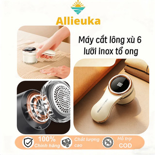Allieuka-Máy cắt lông xù 6 lưỡi inox tổ ong,màn hình LED,hộp chứa tháo rời, thiết kế nhỏ gọn làm sạch quần áo hiệu quả