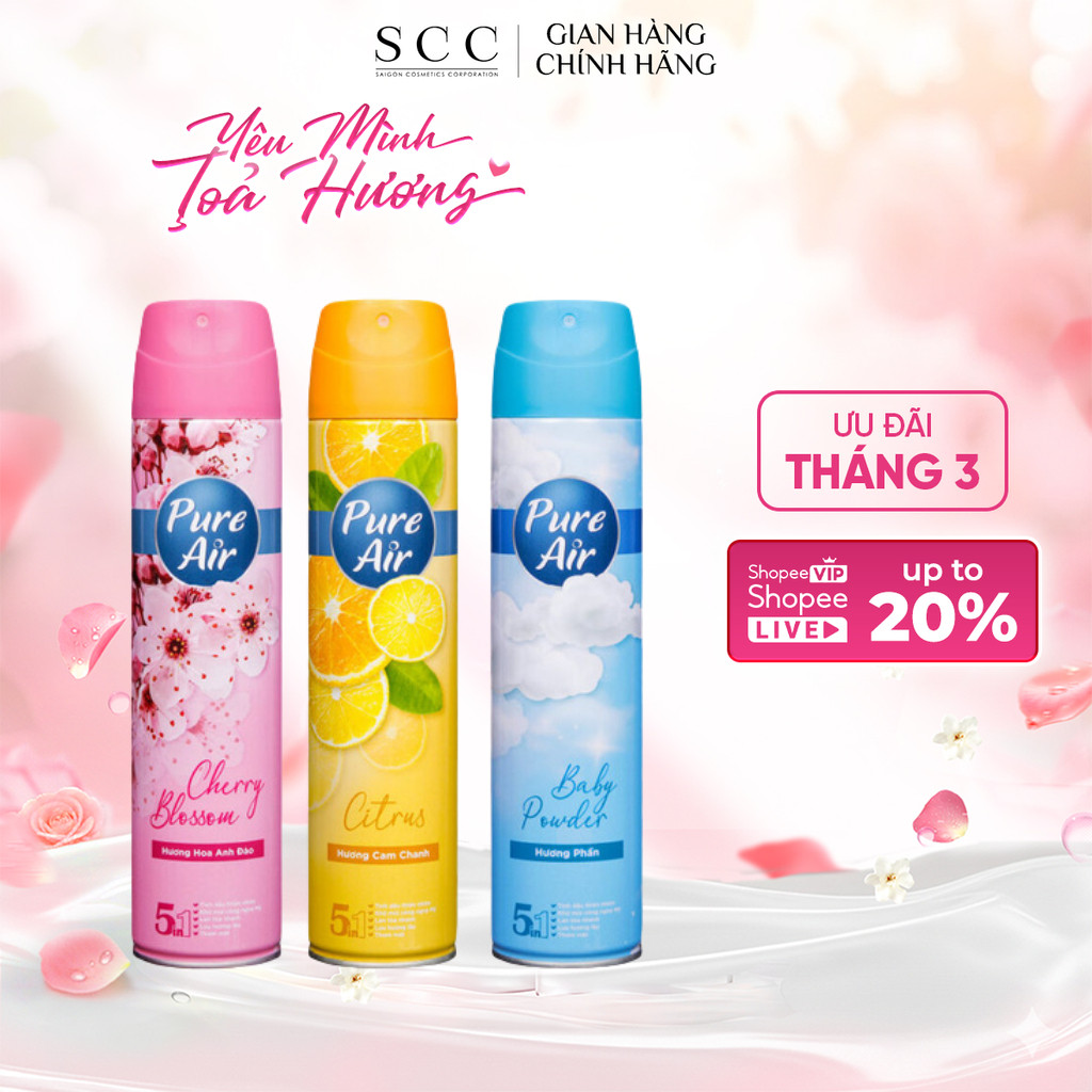 Combo 2 Chai Xịt Phòng Nước Hoa PURE AIR 280ml/chai