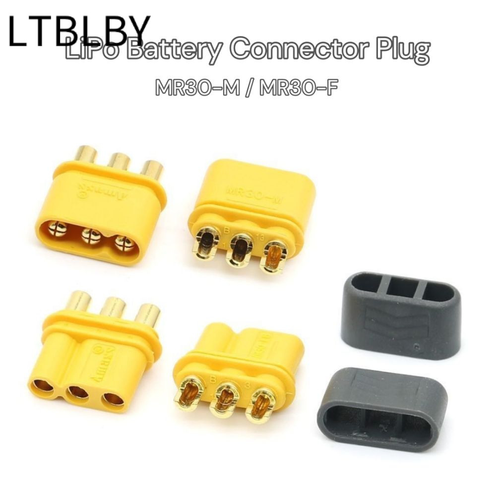 Đầu nối LTBLBY MR30, phích cắm pin AMASS LiPo bằng nhựa, màu vàng đen có thể gắn được với vỏ bọc MR3