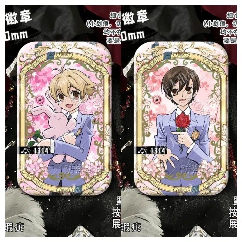 Huy hiệu Anime Ouran High School Host Club Pin cài áo hình chữ nhật CLB Tiếp Viên Trường Ouran trang