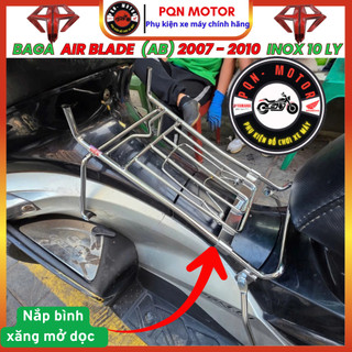 [AB 2007- 2010] Baga Giữa Inox Khung 10 ly, Baga Sơn Đen, Xi Màu Titan; Ốp Pô Cho AirBlade 2007-2010