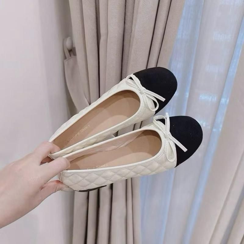 Giày Búp Bê Lolita Nữ  Đế Thấp 1,5cm Mềm Dẻo Chất Da Trần Chỉ Nơ Đen Mới Sang Trọng Size 35-39 | BigBuy360 - bigbuy360.vn