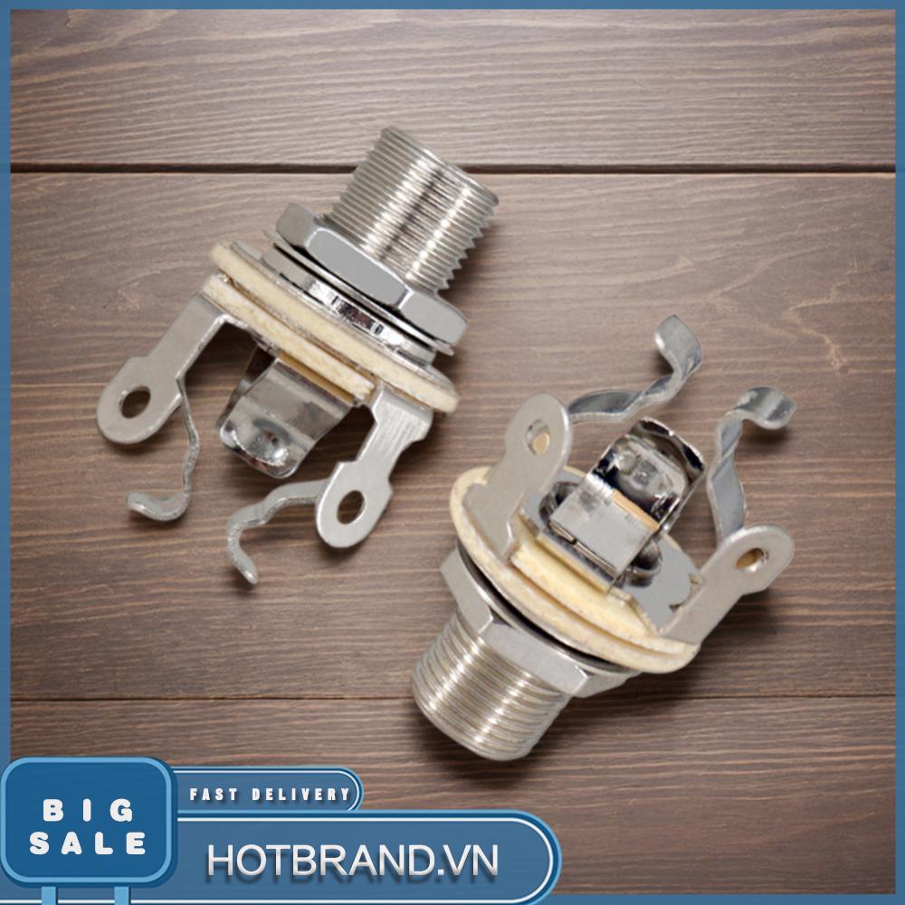 2 Chiếc 1 / 4 Inch 6.35Mm Guitar Pickup Đầu Ra Jack Kim Loại Đàn Guitar Mono Jack Ổ Cắm Đàn Guitar Đ