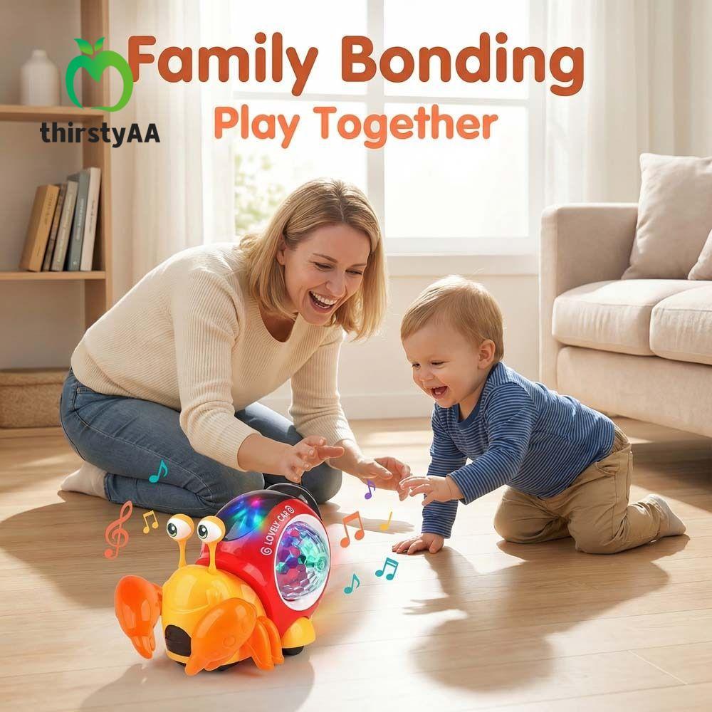 THIRSTYAA Đèn LED Đồ chơi đi bộ cua, Đồ chơi cua ẩn sĩ bằng nhựa Giáo dục sớm Nhảy múa, Đồ chơi thời