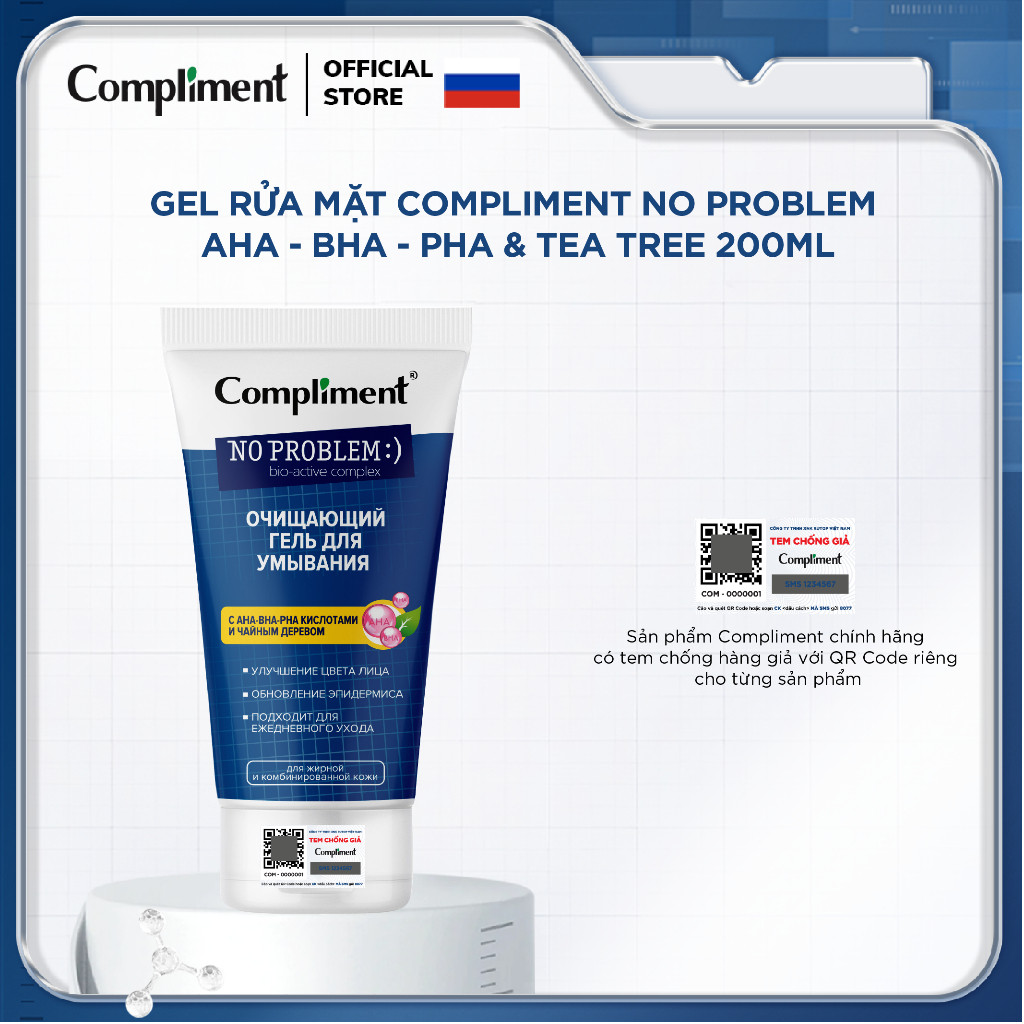 Gel rửa mặt BHA Compliment No Problem làm sạch sâu, giảm viêm, giảm mụn 200ml | BigBuy360 - bigbuy360.vn