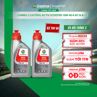 COMBO 2 Dầu nhớt xe tay ga Castrol ACTIV SCOOTER 10W-40 4-AT (0.8L/1L)