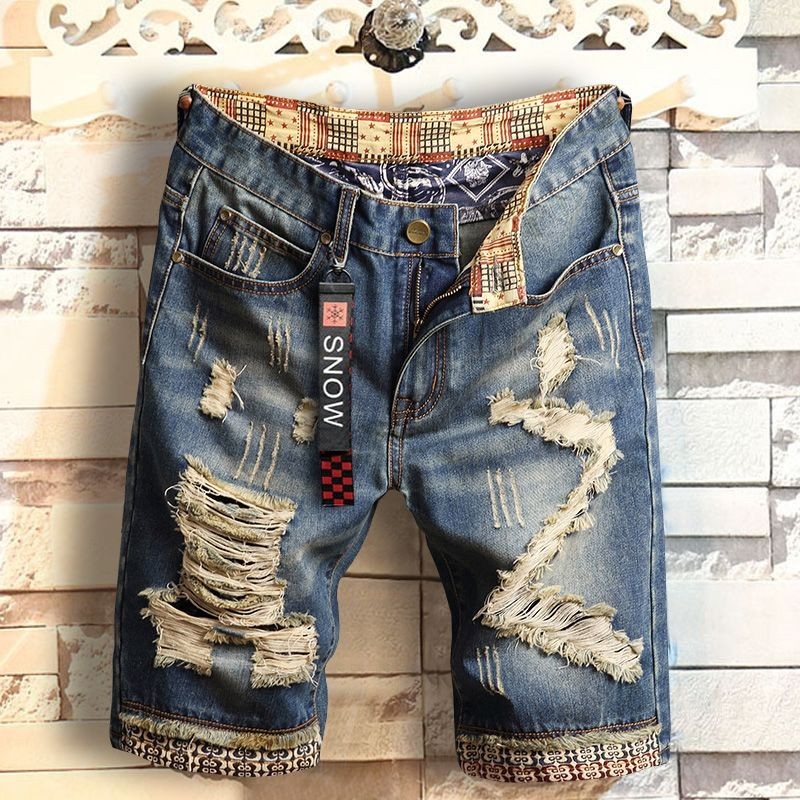 Quần Jean Rách Short Nam Thẳng Phong Cách Beggar Hàn Quốc