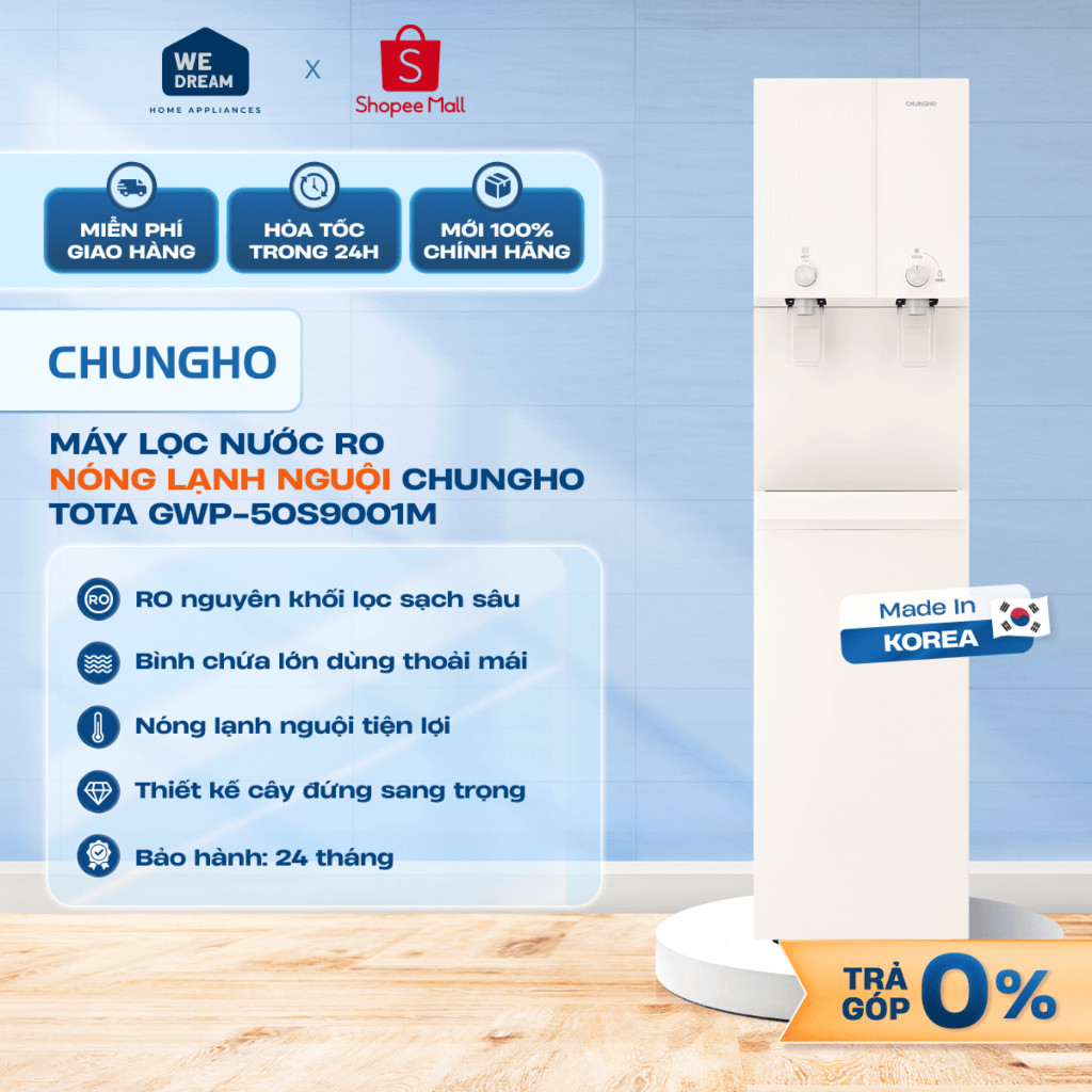 [GIAO LẮP MIỄN PHÍ] Máy Lọc Nước RO Nóng Lạnh Nguội Chungho GWP-50S90010M - Hàng Chính Hãng, Mới 100