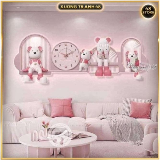 Tranh Treo Tường Đồng Hồ Chuột Mickey Bản Không Led | Quà Tặng Ý Nghĩa Cho Bé, Gia Đình KT Theo Yêu 