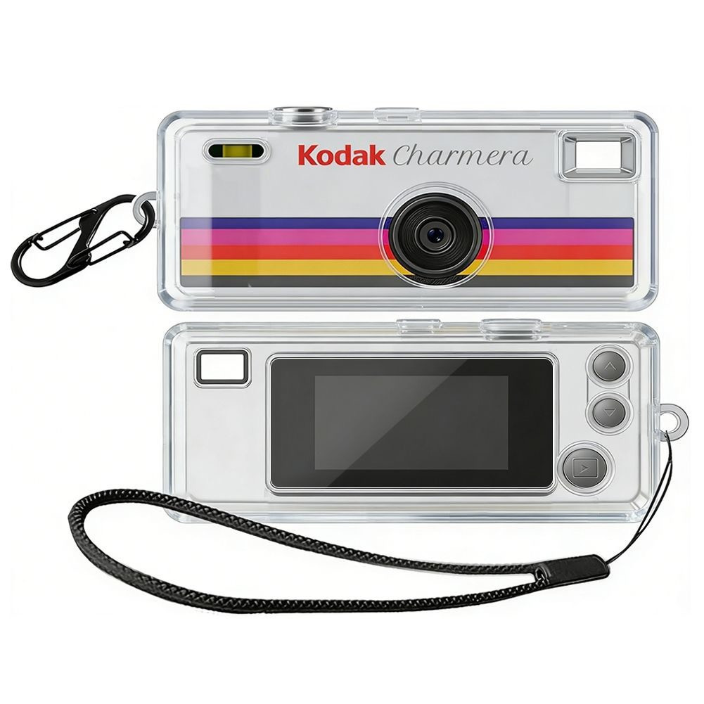[Bảo vệ màn hình miễn phí] Hộp TPU mềm móc khóa Kodak CHARMERA, vỏ pha lê trong suốt, chống rơi cho 