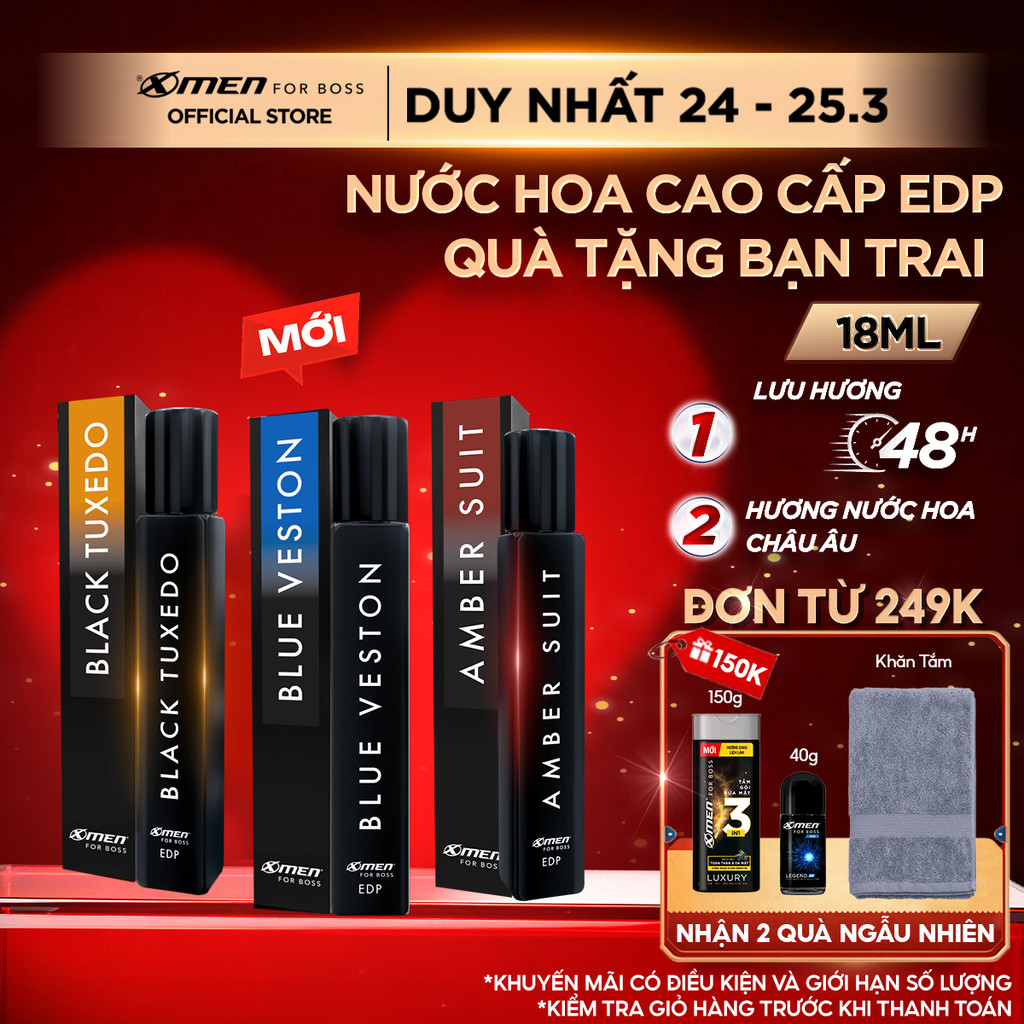 [MỚI] Nước Hoa Nam Cao Cấp XMen for Boss EDP chai 9ml, Hương Thơm Lịch Lãm, Lưu Hương 48H